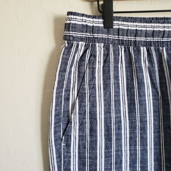 Old Navy Linen Blend High-Rise Wide Leg Pants Striped Size Large Beachy Coastal - Picture 6 of 10